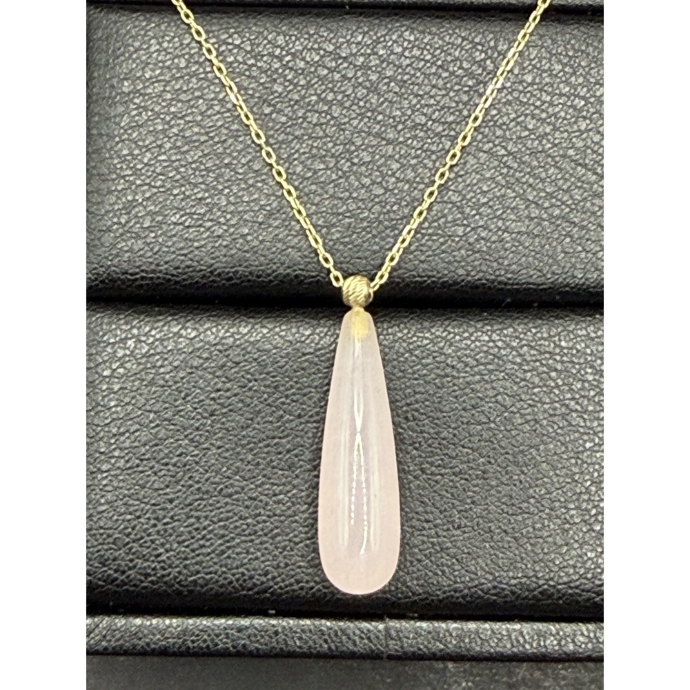Vintage Gold Sterling Silver Rose Quartz Pendant Necklace 925 J19